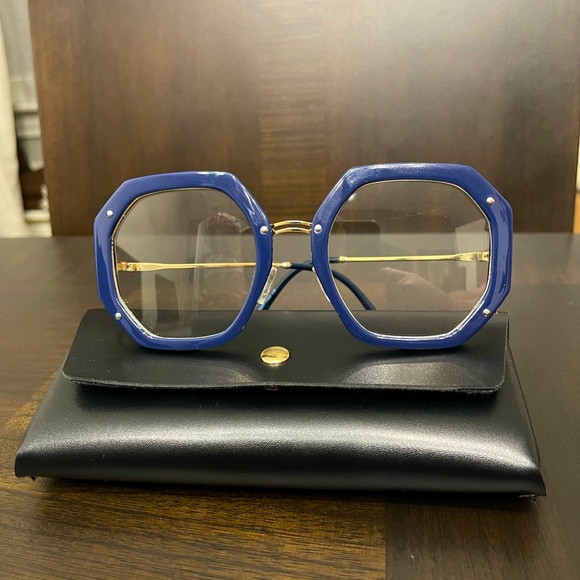 Accessories - Trendy Navy And Gold Glasses